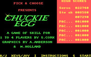 Chuckie Egg for IBM PC/Compatibles - Main menu.