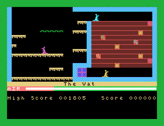 Manic Miner Tatung Einstein Screenshot: Game demo; The Vat.