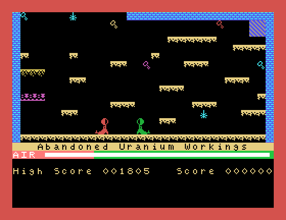 Manic Miner Tatung Einstein Screenshot: Game demo; The Abandoned Uranium Workings.