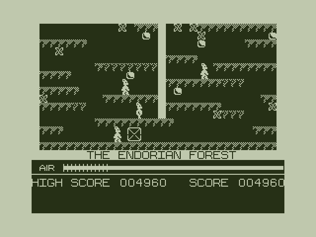 Manic Miner Dragon 32/64 Screenshot: Game demo; The Endorian Forest.