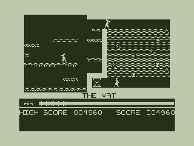 Manic Miner Dragon 32/64 Screenshot: Game demo; The Vat.