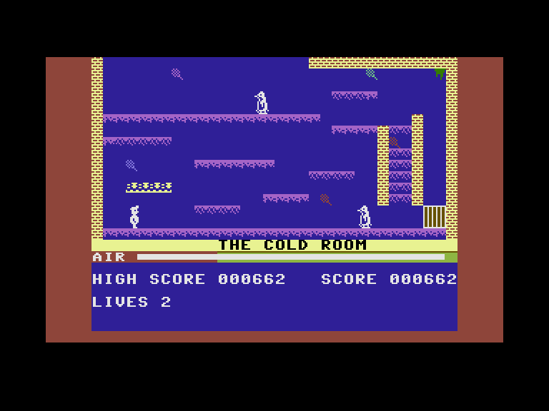 Manic Miner Commodore 16 & Plus/4 Screenshot: Start of level 2, "The Cold Room"...