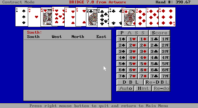 Bridge 7.0 IBM PC/Compatibles Screenshot: Game start.