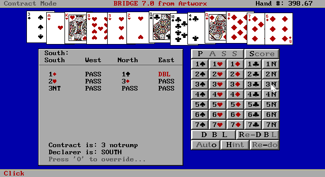 Bridge 7.0 IBM PC/Compatibles Screenshot: The game continues...