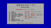 Bridge 7.0 for IBM PC/Compatibles - The features menu.