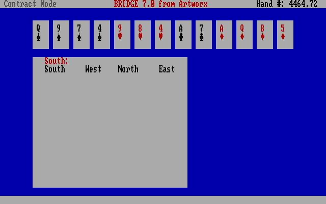 Bridge 7.0 IBM PC/Compatibles Screenshot: Game start.