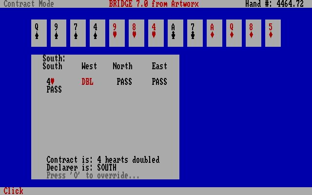 Bridge 7.0 IBM PC/Compatibles Screenshot: A game in progress.