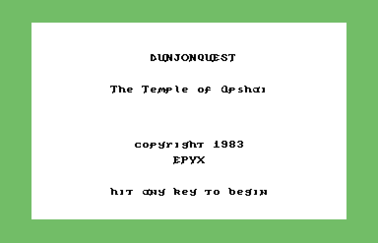 Dunjonquest: Temple of Apshai Commodore 64 Screenshot: Title screen.