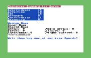 Dunjonquest: Temple of Apshai for Commodore 64 - Character summary screen.
