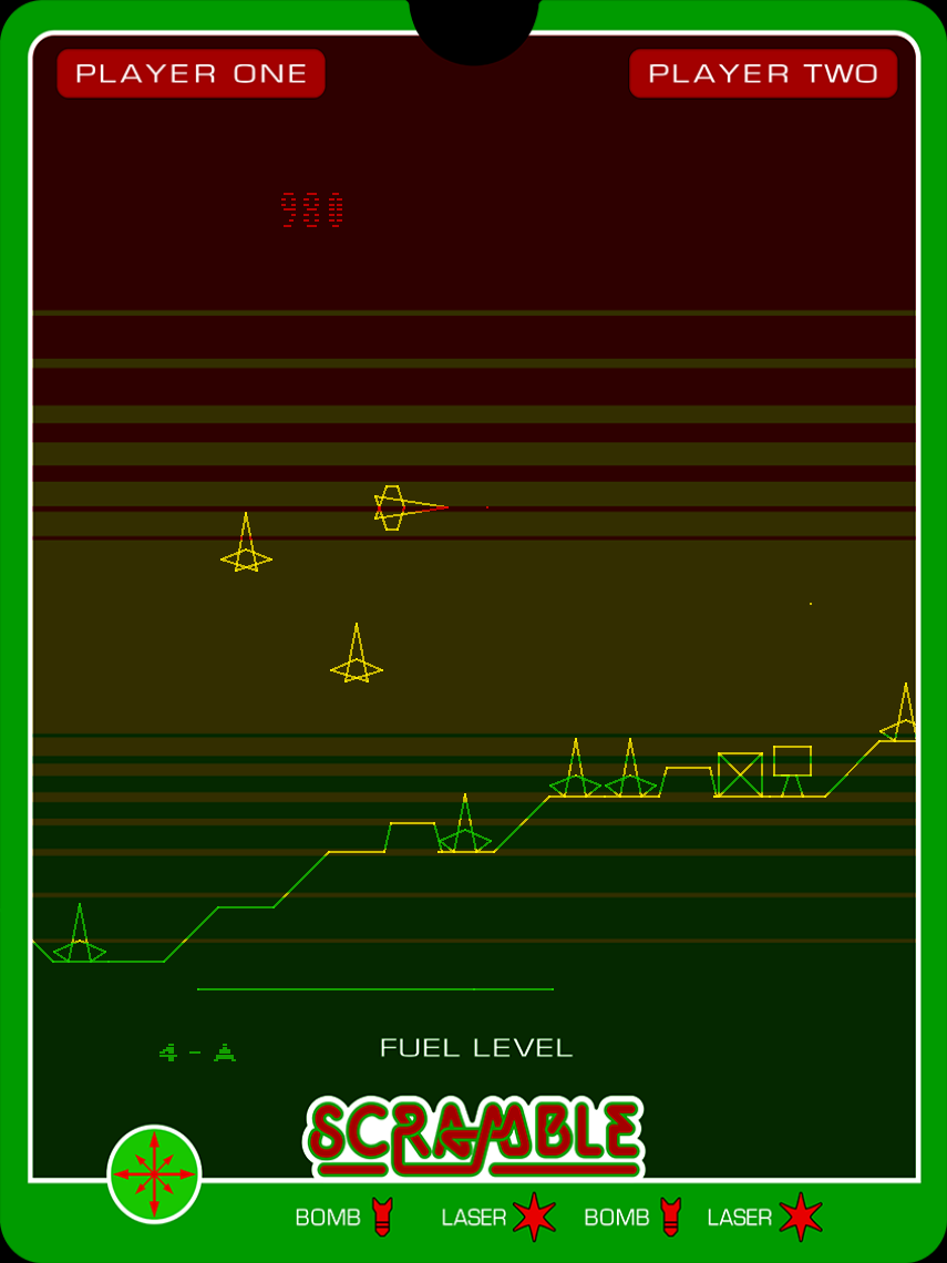 Scramble Vectrex Screenshot: Avoid or shoot the missiles...
