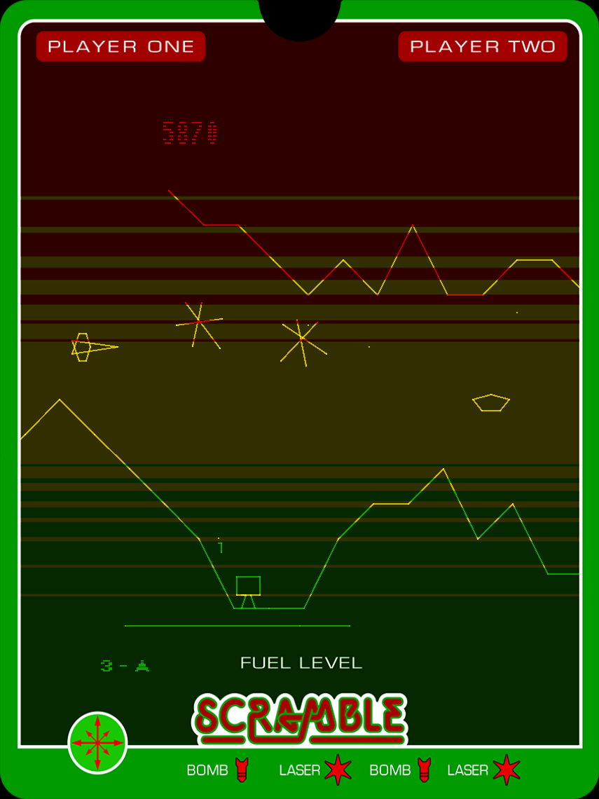 Scramble Vectrex Screenshot: Heading into a cave.