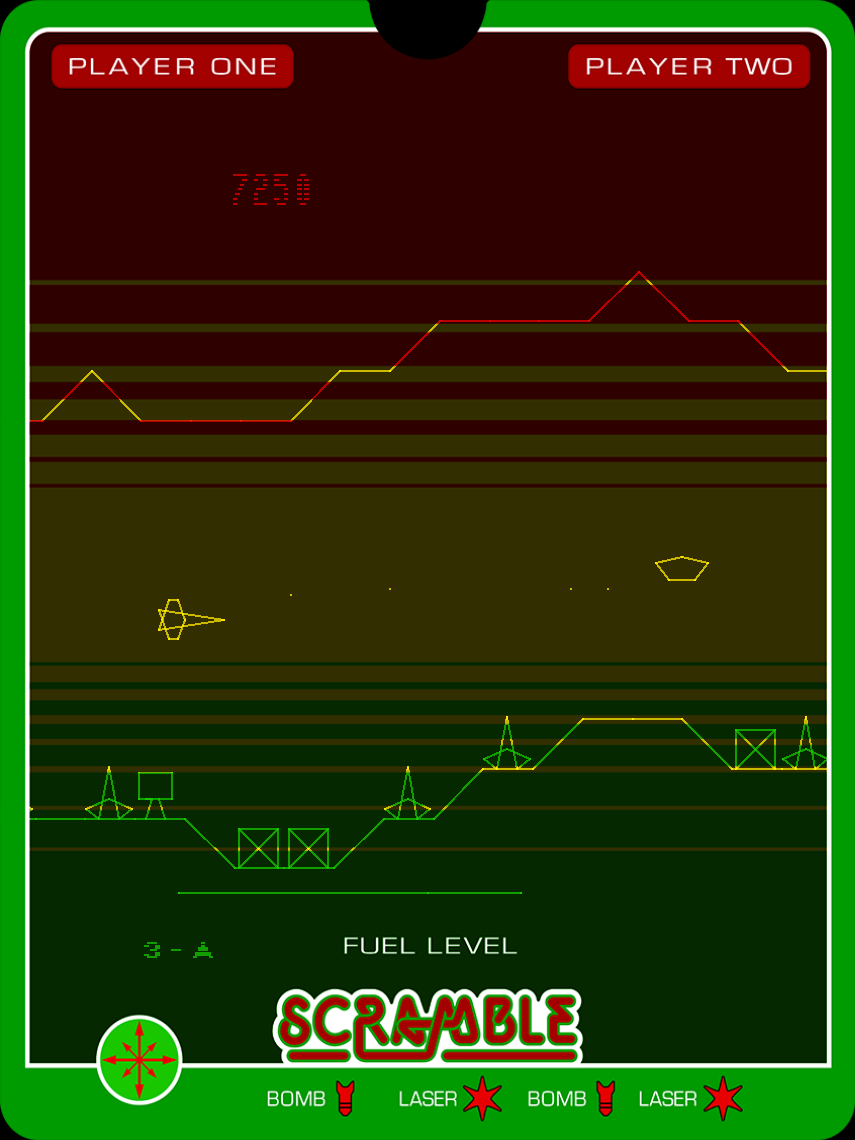 Scramble Vectrex Screenshot: Shooting at targets...