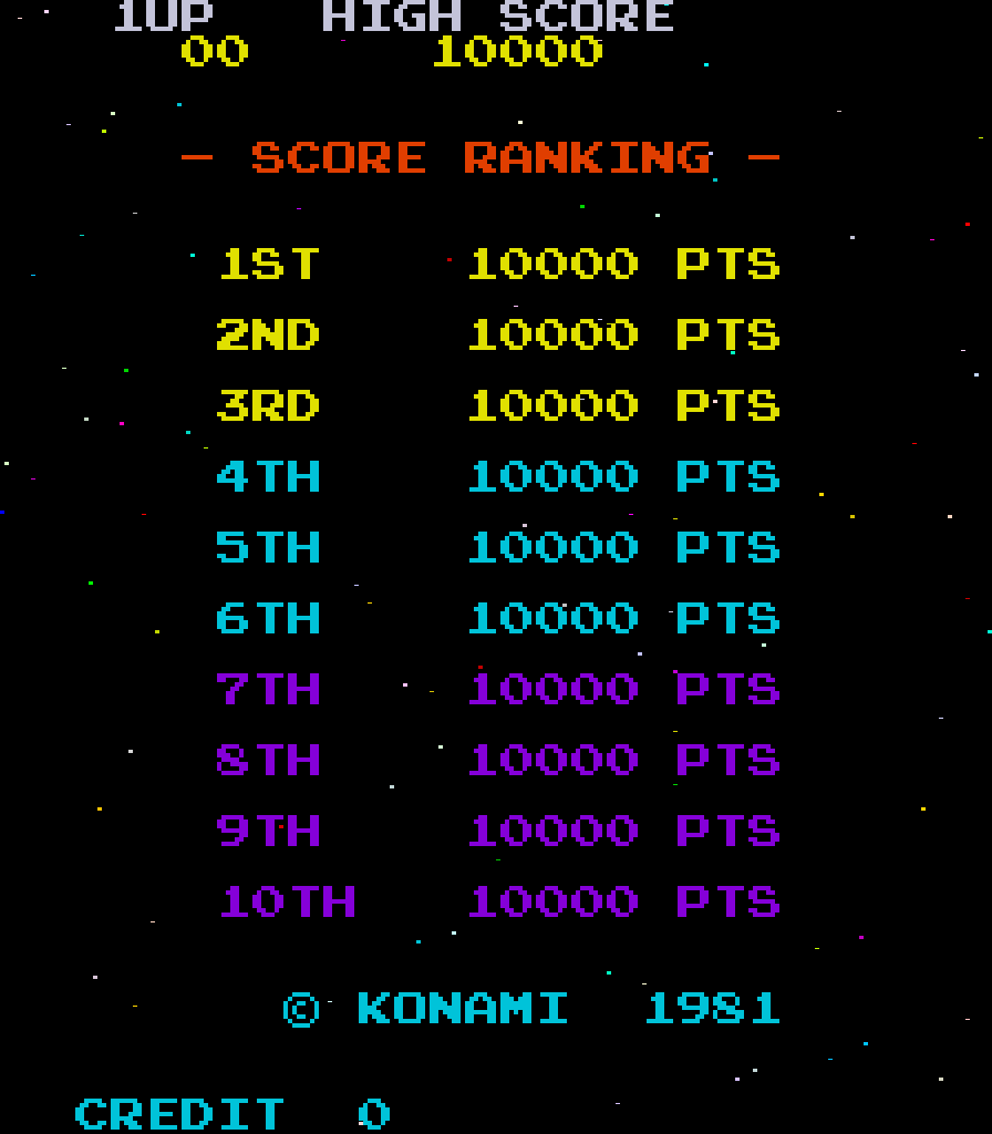 Scramble Arcade Screenshot: Score ranking.