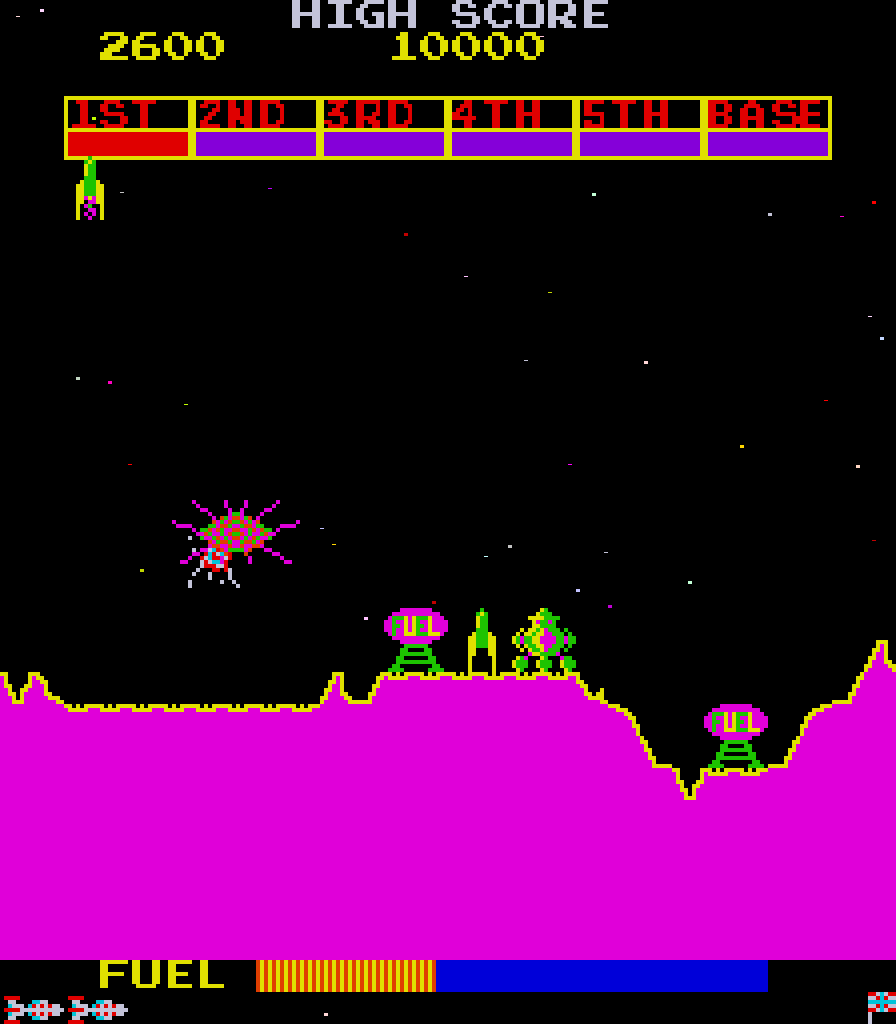 Scramble Arcade Screenshot: Crash! I was hit...