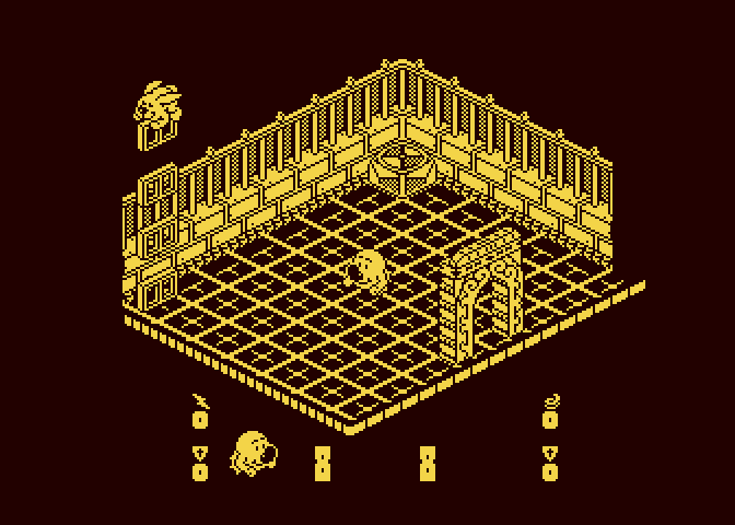 Head Over Heels Atari 8-bit Screenshot: Game start.