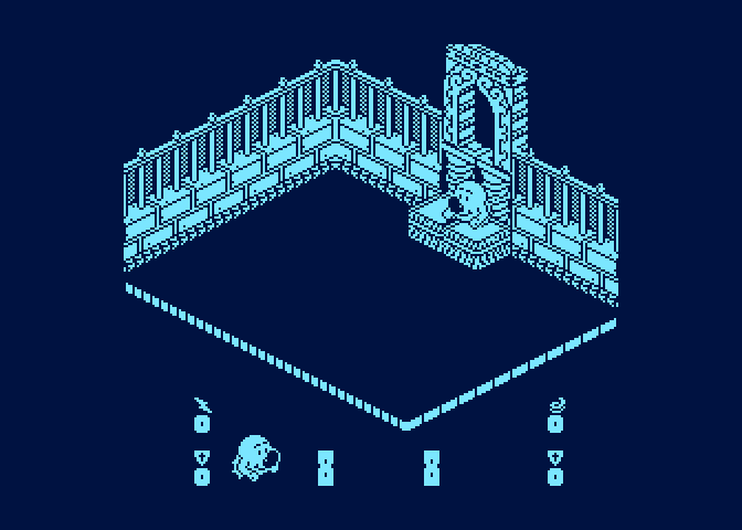 Head Over Heels Atari 8-bit Screenshot: Not much here...I can jump down to a lower level though...