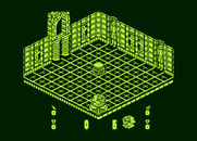Head Over Heels for Atari 8-bit - A springboard in the middle of the room helps you reach the door.