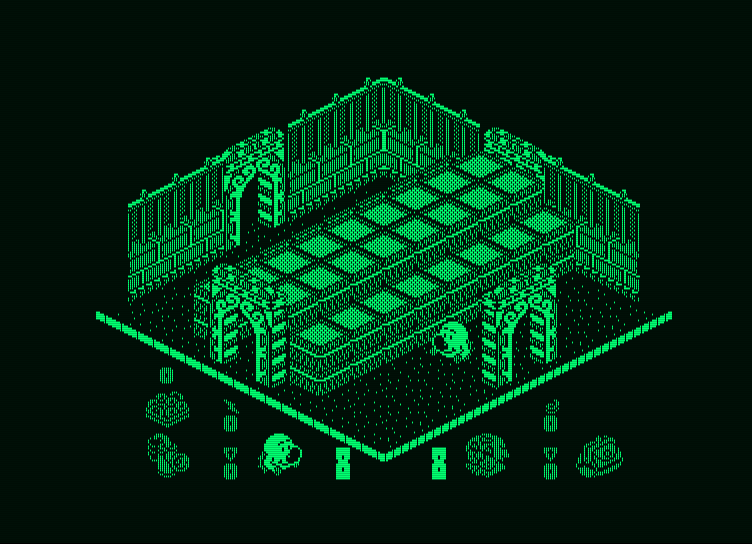 Head Over Heels Amstrad PCW Screenshot: A few choices of direction here...