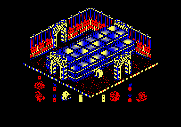 Head Over Heels Amstrad CPC Screenshot: Choose a door to go to next...