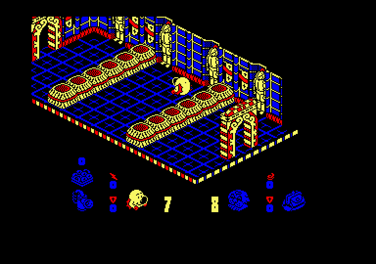 Head Over Heels Amstrad CPC Screenshot: Jump over these barriers here...