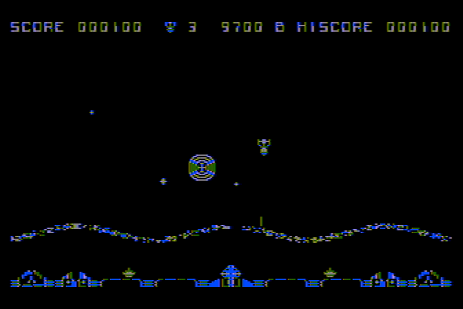 Marauder Atari 8-bit Screenshot: Blasting opponents...
