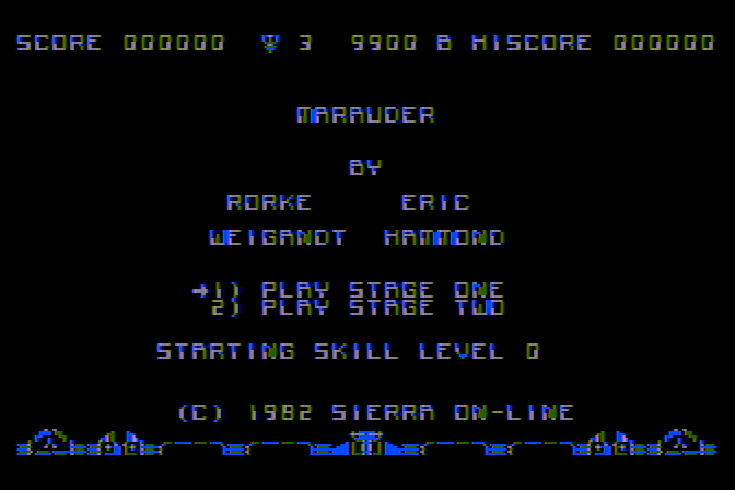 Marauder Atari 8-bit Screenshot: Title screen.