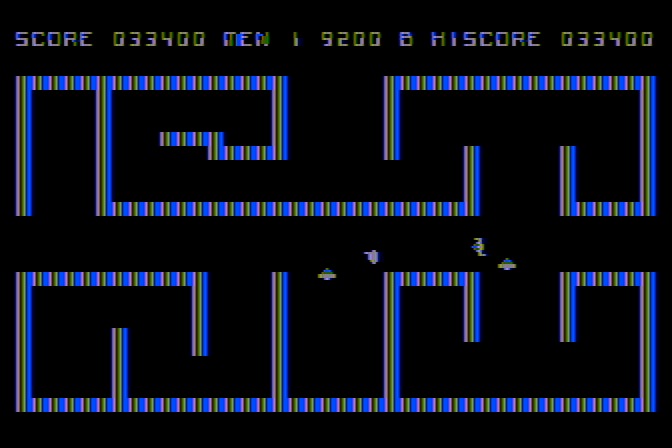 Marauder Atari 8-bit Screenshot: Running through the maze...