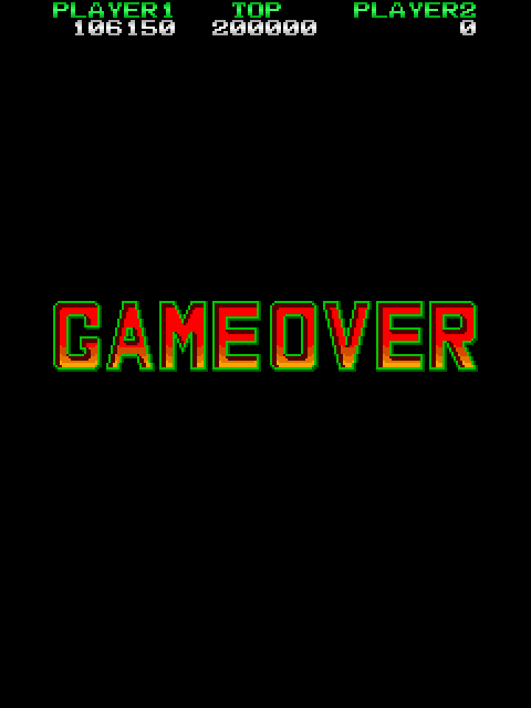 Out Zone Arcade Screenshot: Game over.