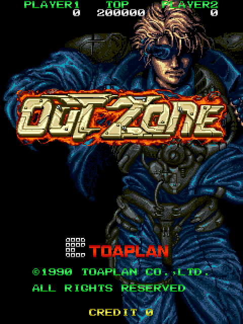 Out Zone Arcade Screenshot: Title screen.