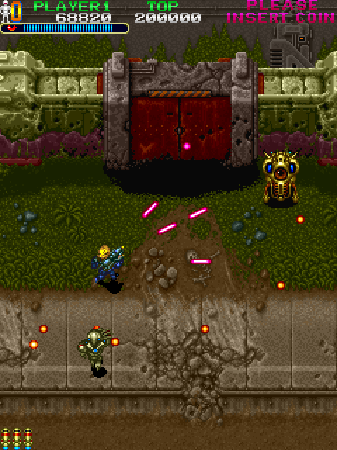 Out Zone Arcade Screenshot: Blast this gate to continue on...
