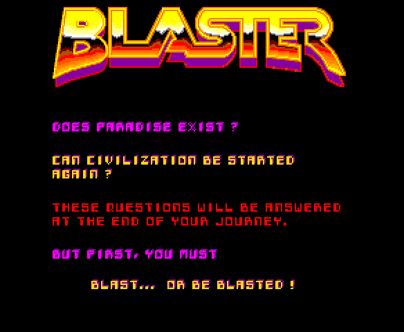 Blaster Arcade Screenshot: The story so far...part 2.