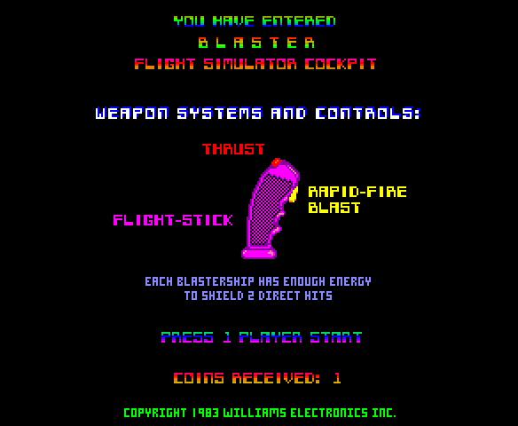 Blaster Arcade Screenshot: Game instructions.