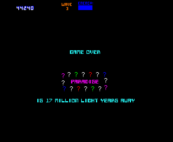 Blaster Arcade Screenshot: Game over.