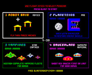 Blaster for Arcade - Select a starting location / difficulty.