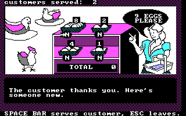 Math Shop IBM PC/Compatibles Screenshot: Order fulfilled, on to the next customer!