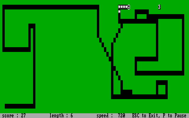 Slither IBM PC/Compatibles Screenshot: You can optionally have the snake leave trails behind if the background isn't black.