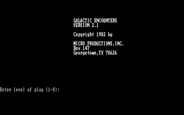 Galactic Encounters IBM PC/Compatibles Screenshot: Title screen