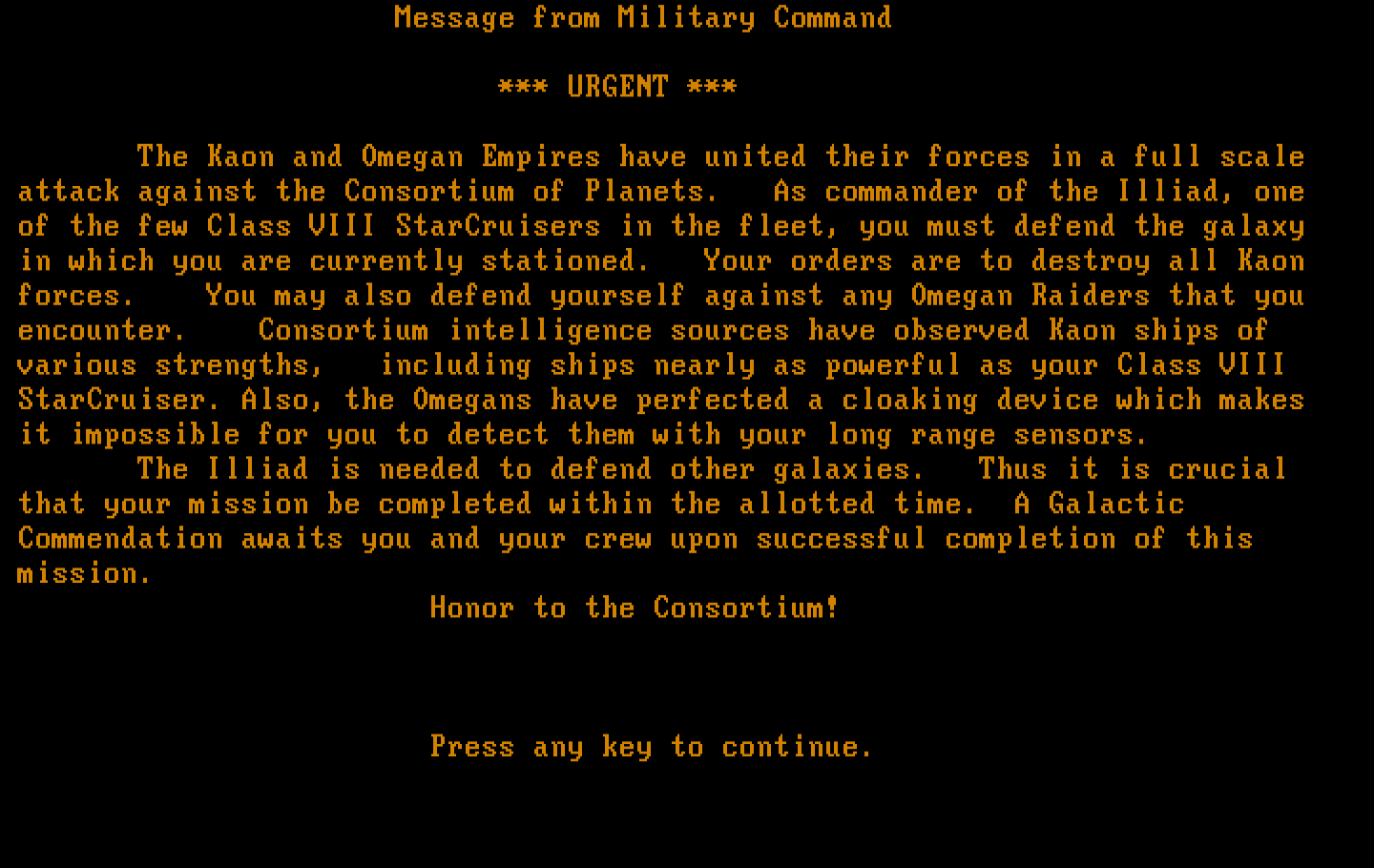 Galactic Encounters IBM PC/Compatibles Screenshot: The story so far...