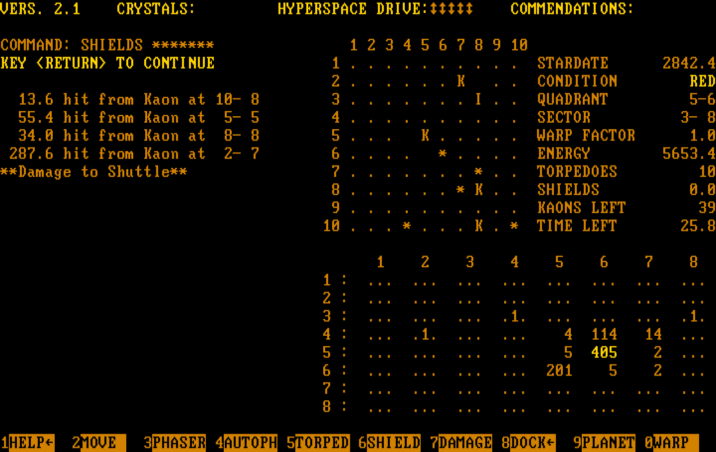 Galactic Encounters IBM PC/Compatibles Screenshot: Under attack! The shuttle has been damaged
