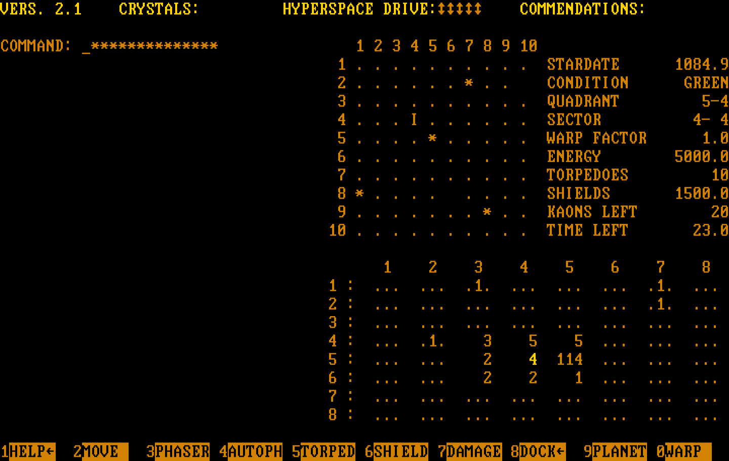 Galactic Encounters IBM PC/Compatibles Screenshot: Starting the game; enter your command