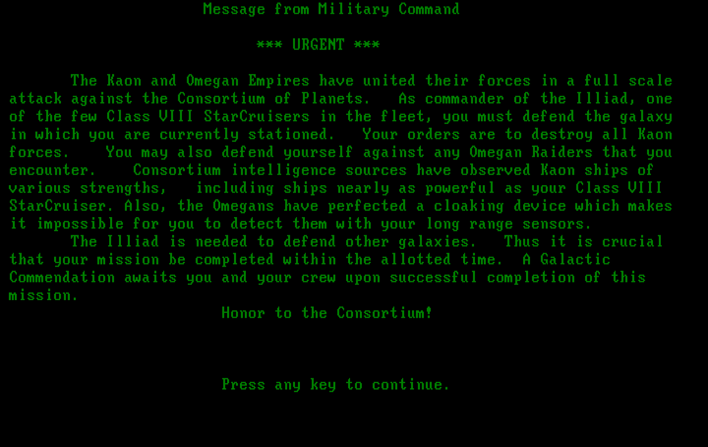 Galactic Encounters IBM PC/Compatibles Screenshot: The story so far...