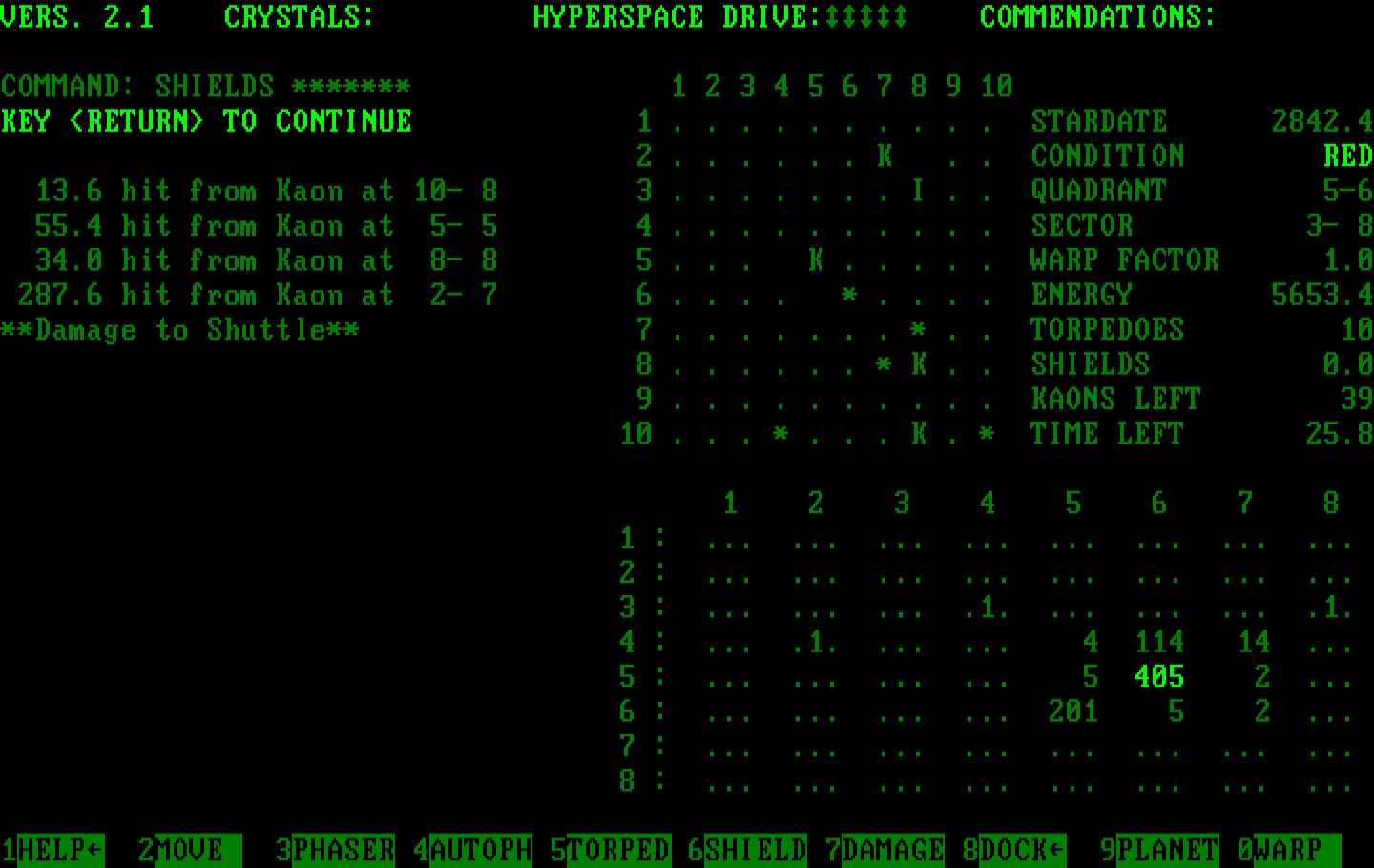 Galactic Encounters IBM PC/Compatibles Screenshot: Under attack! The shuttle has been damaged