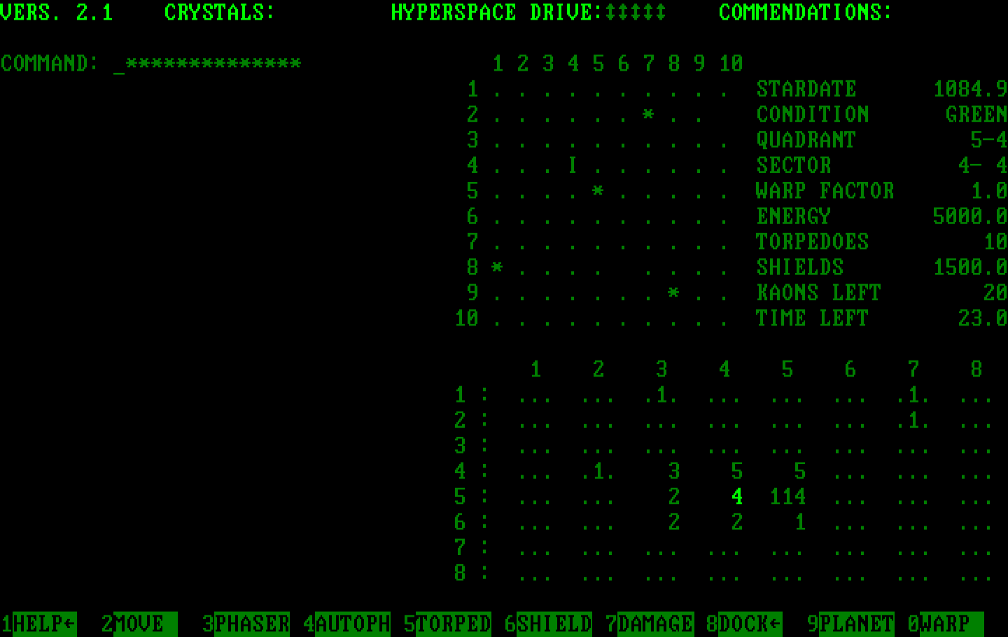 Galactic Encounters IBM PC/Compatibles Screenshot: Starting the game; enter your command
