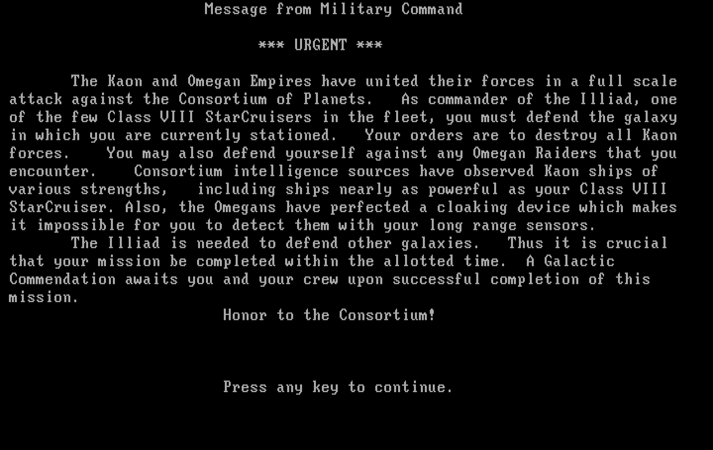 Galactic Encounters IBM PC/Compatibles Screenshot: The story so far...