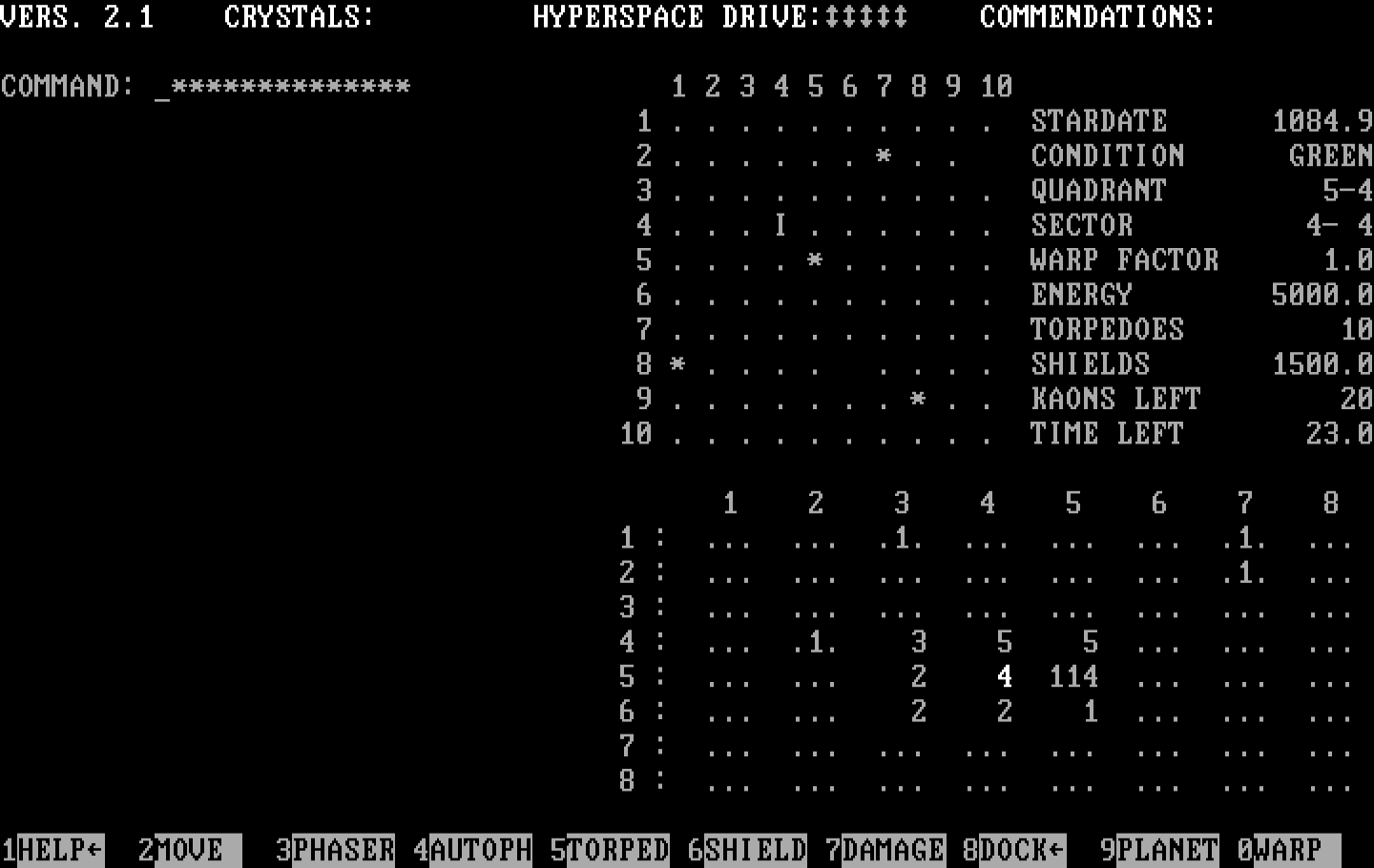 Galactic Encounters IBM PC/Compatibles Screenshot: Starting the game; enter your command
