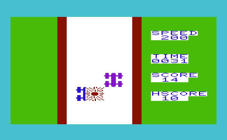 Raceway Commodore VIC-20 Screenshot: Another crash!