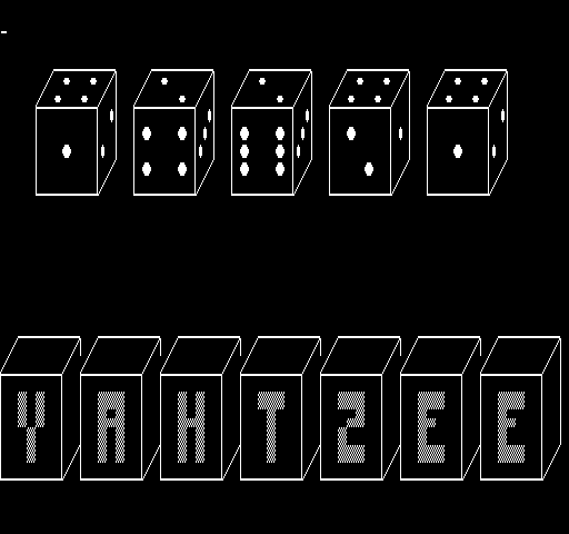 Yahtzee Exidy Sorcerer Screenshot: Title screen.