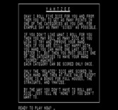 Yahtzee for Exidy Sorcerer - Game instructions.