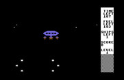 Stargate 64 for Commodore 64 - Thrusting to slow my descent...