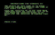 Stargate 64 for Commodore 64 - Game instructions.